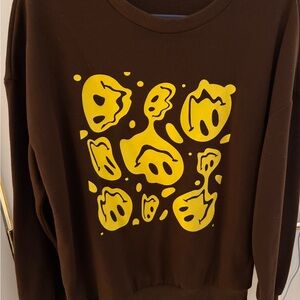 Brown Sweatshirt with Yellow Graphic